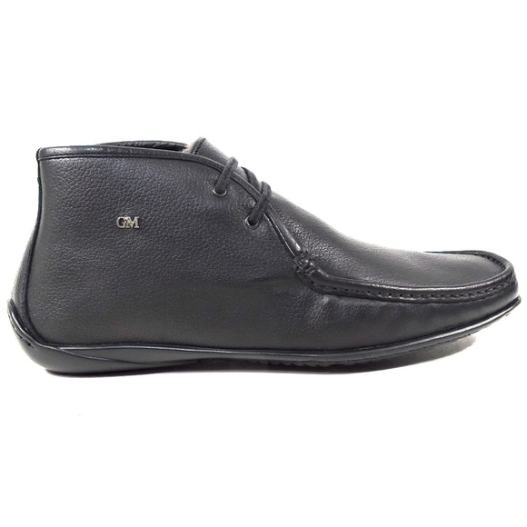 GOODMAN 🇮🇹 MEN'S BLACK LEATHER COMFORT FLAT WINTER BOOTS - Picture 4 of 8